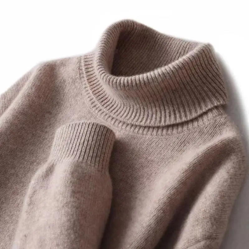 Hot Sale Men Wool Sweater high-neck Long Sleeve Pullovers Solid Color Standard Clothes Male Cashmere Knitting Jumpers