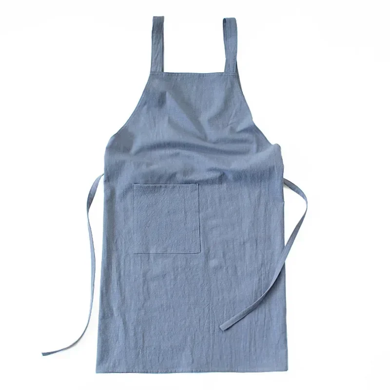 

Solid Color Baking Kitchen Floral Work Clothes Cuff for Cleaning Cotton and Linen Light H Shoulder Apron Men Women