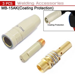 3 개/대 15AK 코팅 보호 노즐 접촉 팁 15AK MIG MAG 용접 토치의 0.8/1.0/1.2mm MIG 토치 가스 노즐 팁 홀더