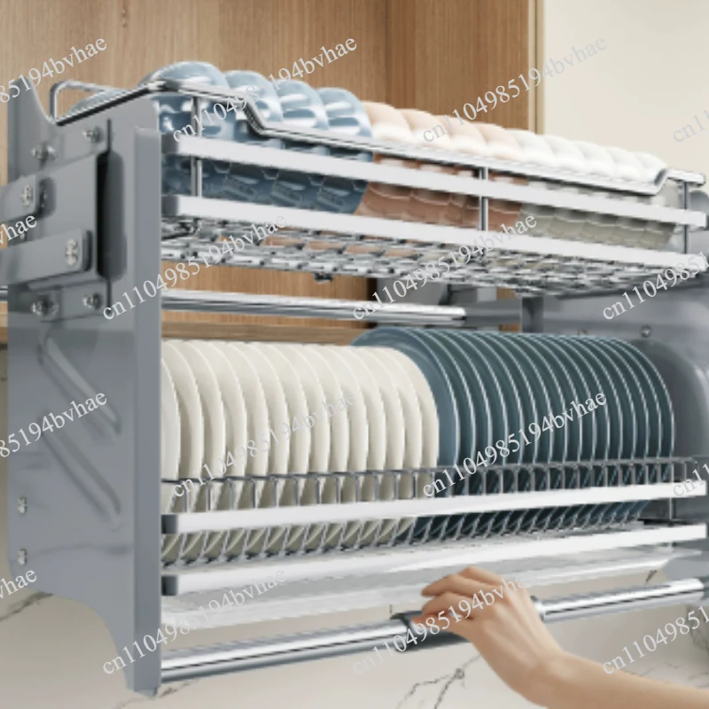 Stainless Steel Elevator Basket Kitchen Pull Down Lifting Steel Wire Basket Cabinet Pull Out Bowl Rack