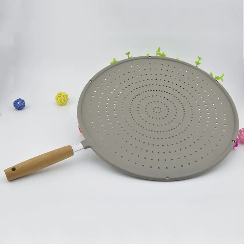 Heat Resistant Kitchen Splash Plate with Handle Food Grade Oil Splash Cover Scald Proof Hollow Out Silicone Splatter Screen