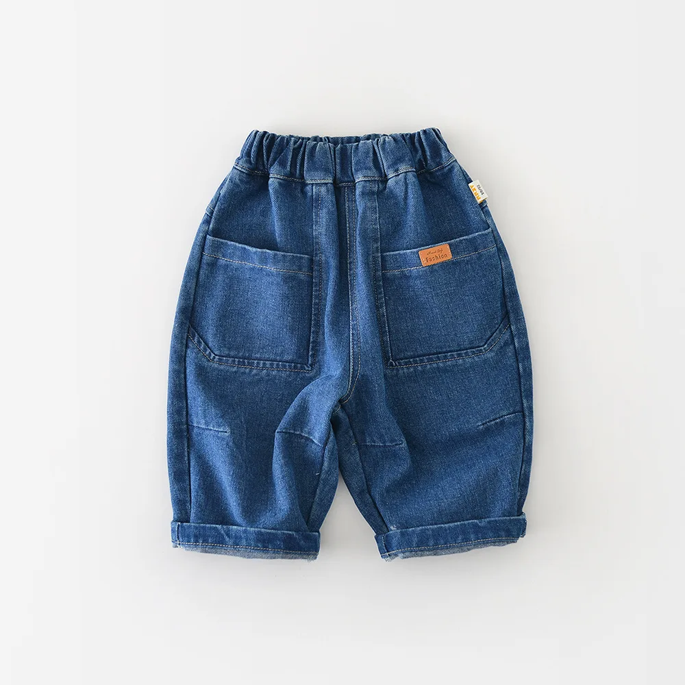 Infant Toddler Casual Pants Fashion Boys Jeans Baby Clothes 2026 Spring New Baby Loose Denim Trousers Solid Girls Harem Pants