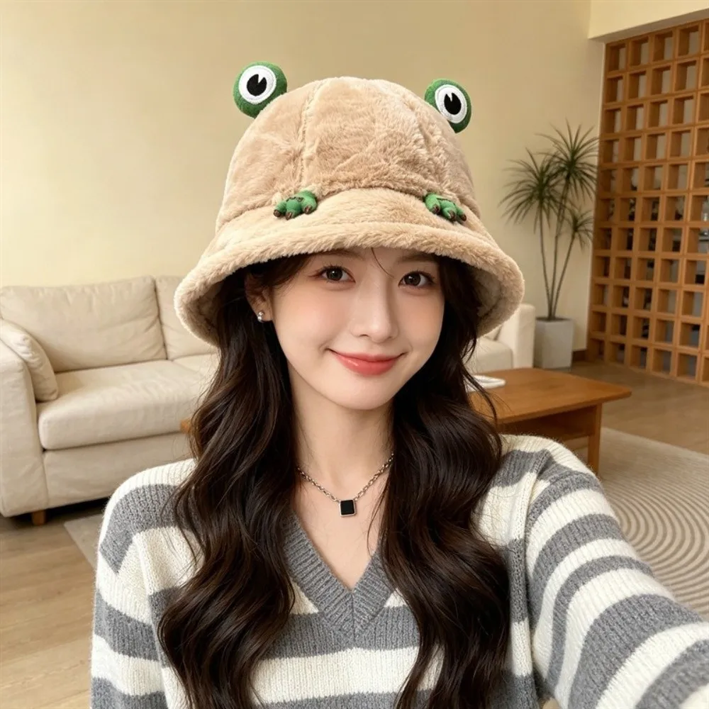 Fashion Thickened Fisherman Hat No Brim Round Top Bucket Hat Versatile Windproof Winter Hat Outdoor Wear