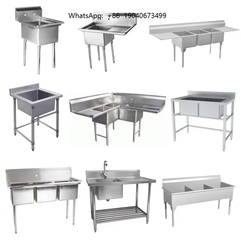 Stainless Steel Freestanding Commercial Industrial Kitchen Three Compartment Sink With Single Drainboard cxl