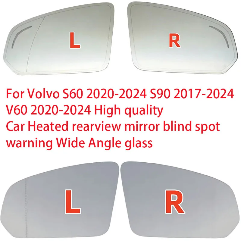 

For Volvo S60 2020-2024 S90 2017-2024 V60 2020-2024 High quality Car Heated rearview mirror blind spot warning Wide Angle glass
