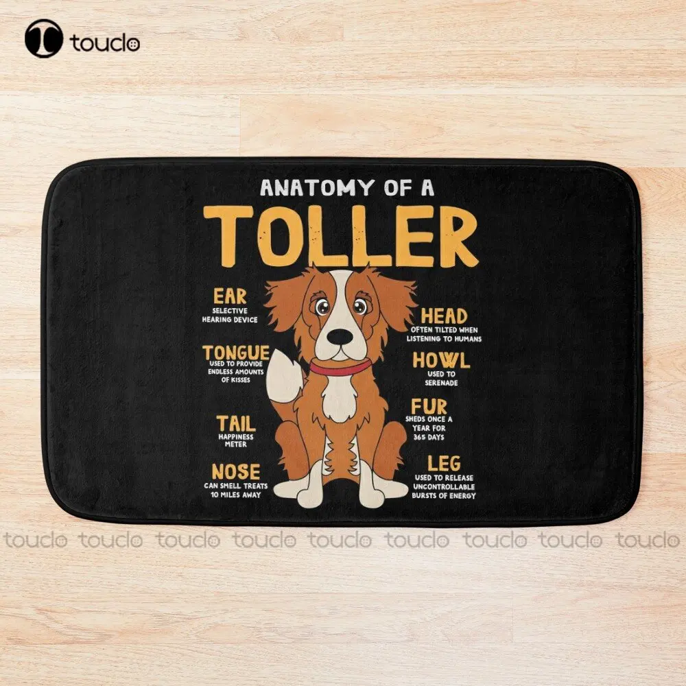 Anatomy Of Toller Dog Bath Mat Personalized Bathroom Rugs Mat Non Slip Bath Rug