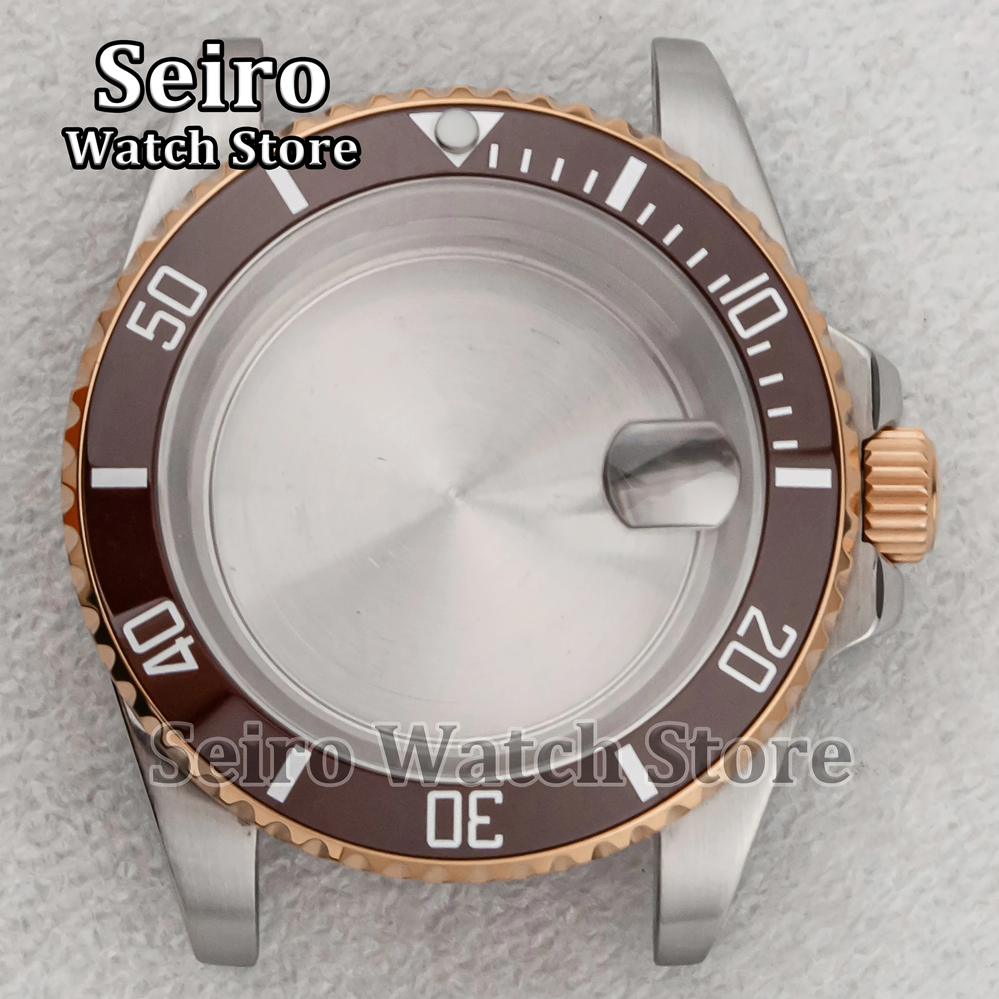 

Sapphire Glass 40MM NH35 Case PVD Silver Rose Gold 100M Waterproof Stainless Steel for SUB NH34 NH36 Movement Watch Replacements