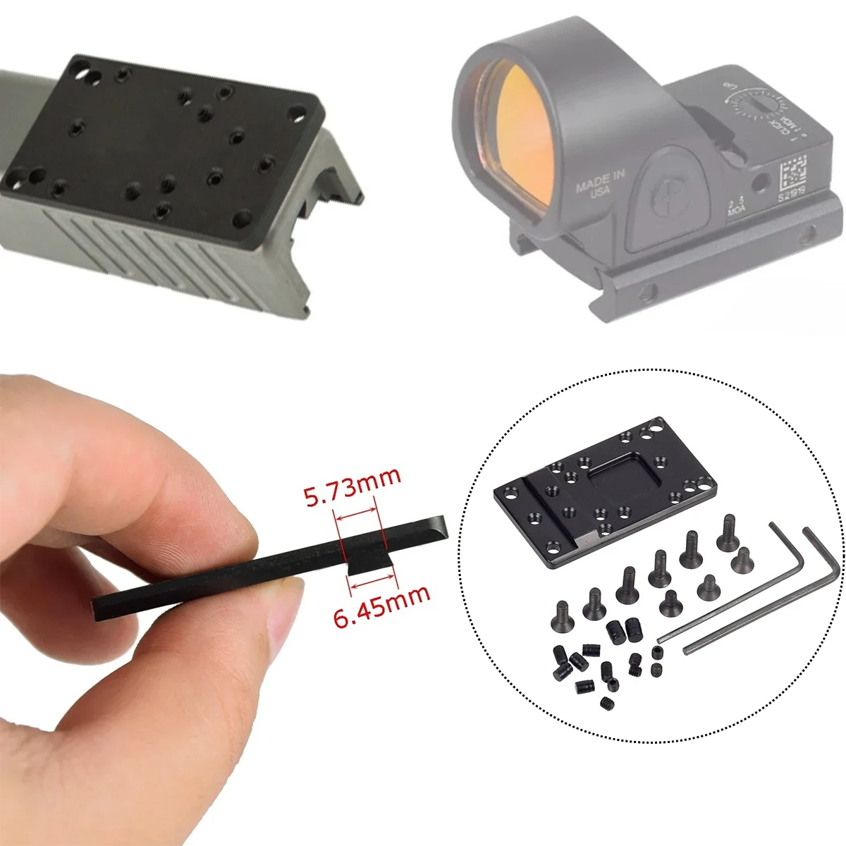 

Universal Tactical Optics Red Dot Sight Base Mount Plate Mount Adapter Plate Metal Fit SR RM Red Dot Sight Mount Plate