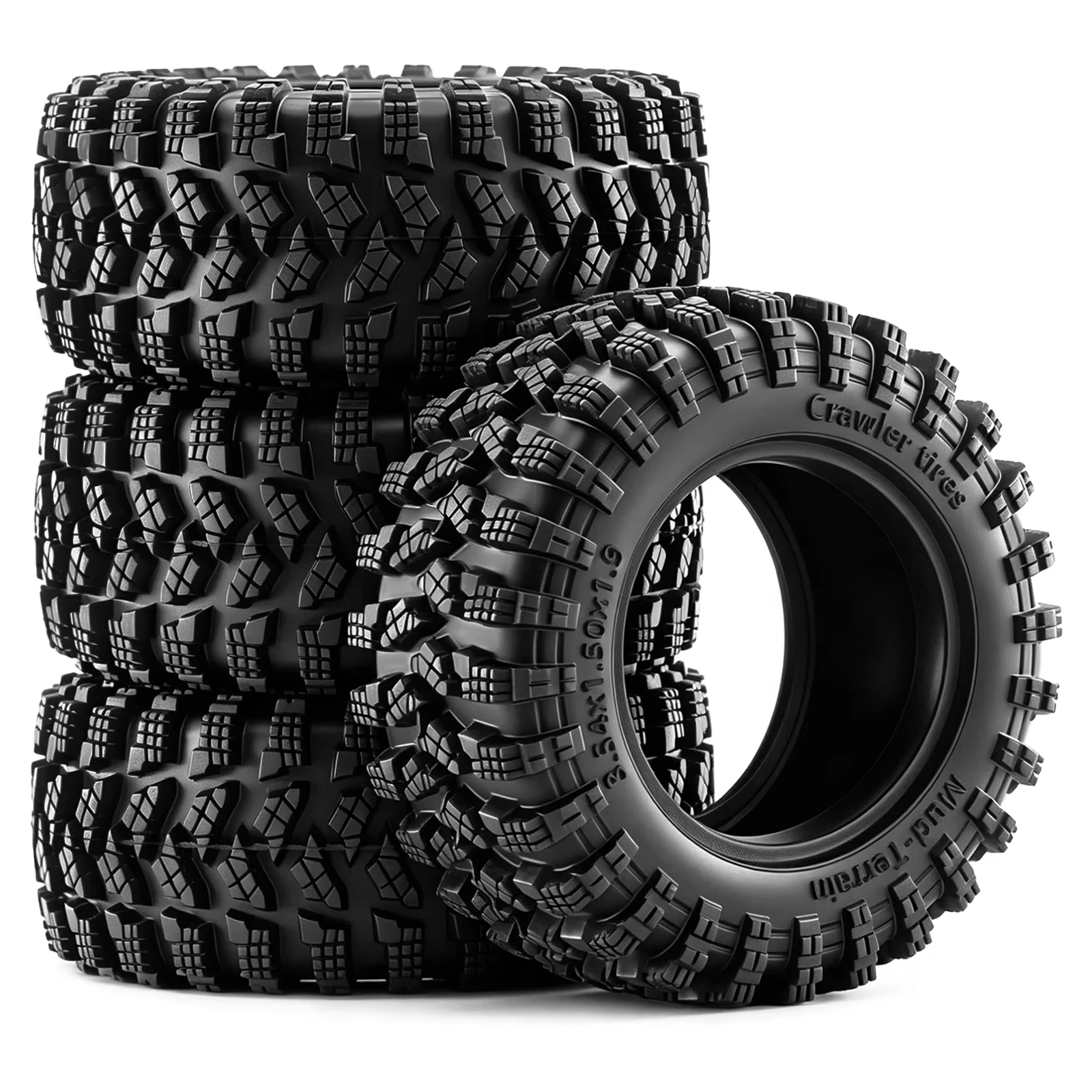 4PCS 1.9" 90*38mm Rubber Crawler Tires for 1/10 1/12 SCX10 II III TRX4 TRX6 GEN7/8 MJX H12P MN128 RC Crawler Parts - view 4