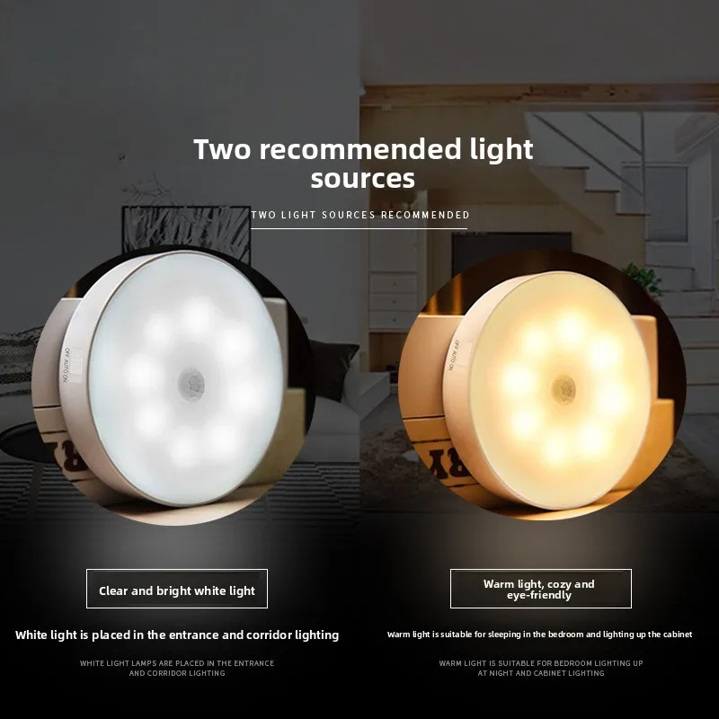 Light Sensitive Human Motion Induction Lamp Rechargeable Auto Activate Night Light for Hallway Bedroom Wardrobe Gift