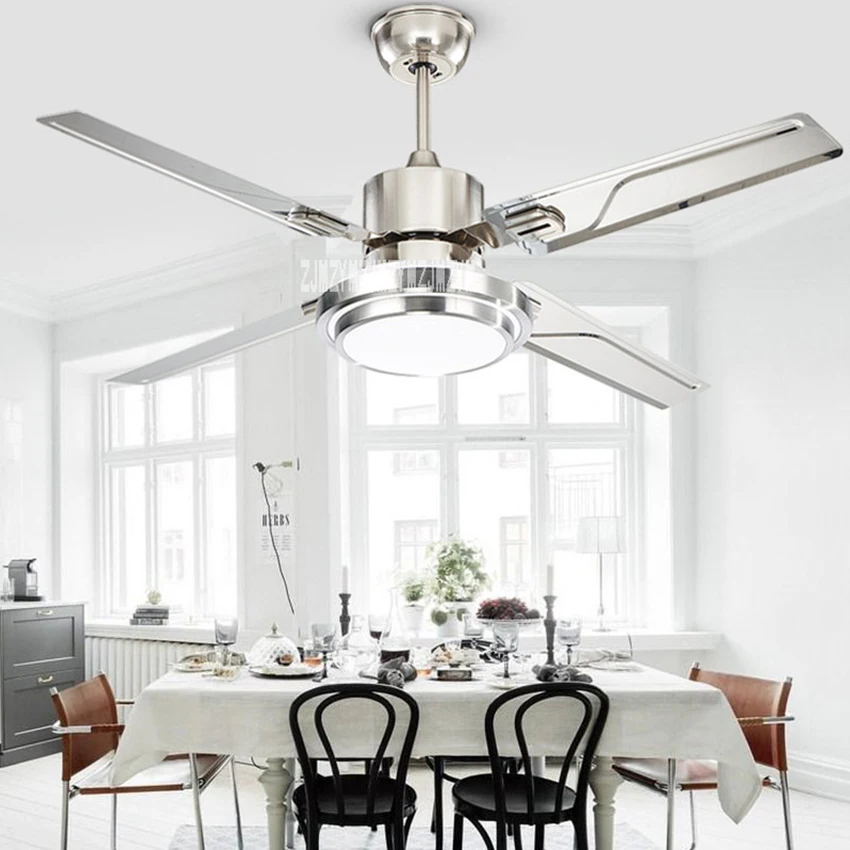 มาใหม่ล่าสุดพัดลมเพดานสไตล์ยุโรปโบราณแบบเรียบง่ายทันสมัยพัดลมห้องนอน LED โคมไฟระย้าพัดลมร้านอาหารพัดลม48-FXB244 24W 220V/110V