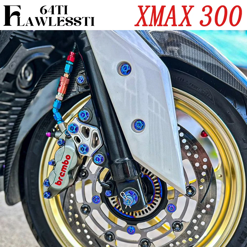 FLAWLESSTI Gr5 Titanium Bolt Front Fender Brake Disc ABS Disc Brake Clutch Lever Radiator Bolt For Yamaha Xmax 300 2017-2025