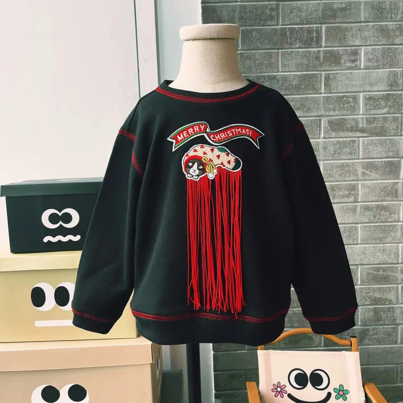 

Joyccin Christmas Sweatshirt Kids Clothes Girl Boy Children's Tops Christmas Embroider Cat Tassel O-Neck Casual Fashion Hoodie