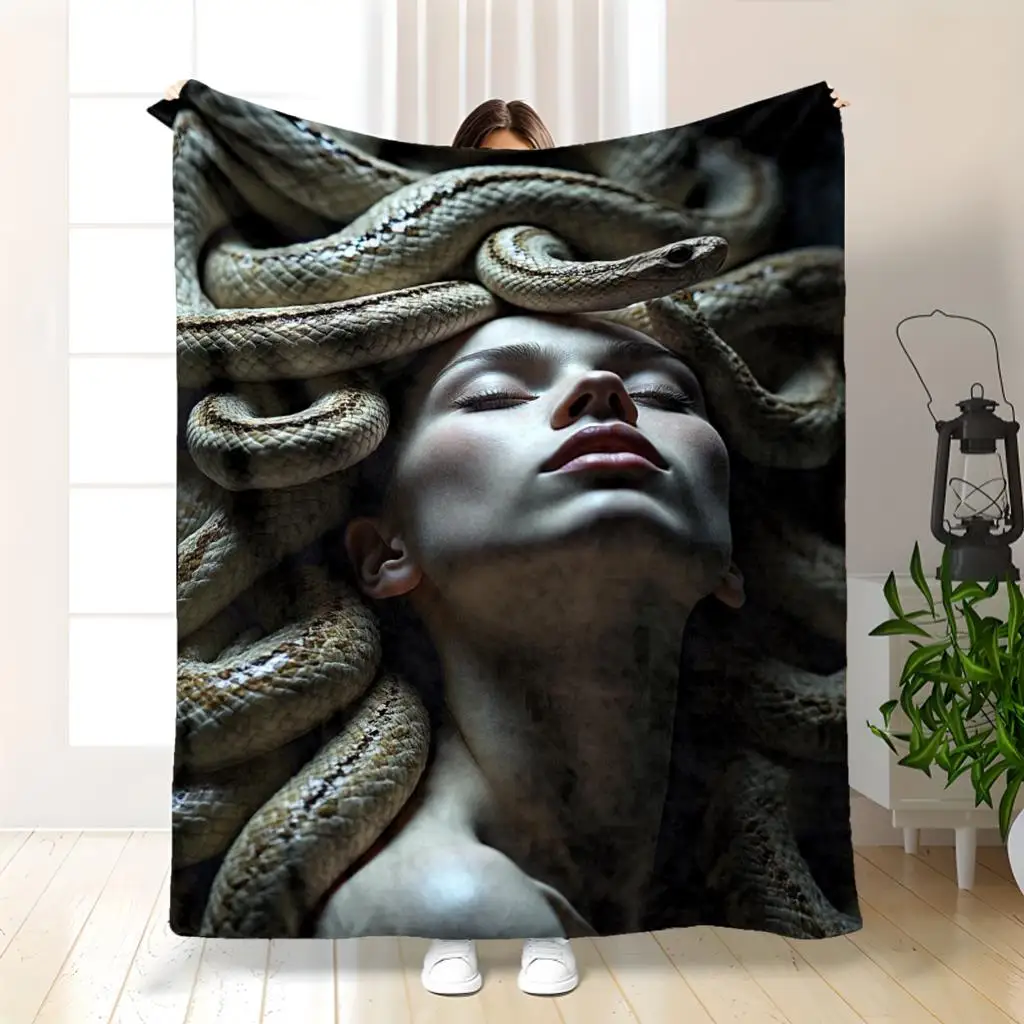 Medusa - Greek Mythology Flannel printed blanket suitable for all seasons suitable for living room office sofa and travel
