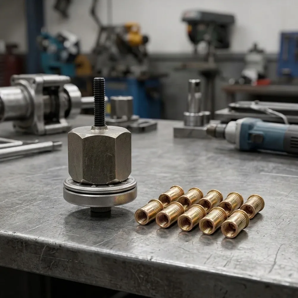 Manual Pneumatic Electric Rivet Nut Tool for Ram Head and Nuts Carbon Steel Build Ergonomic Grip Lightweight Design