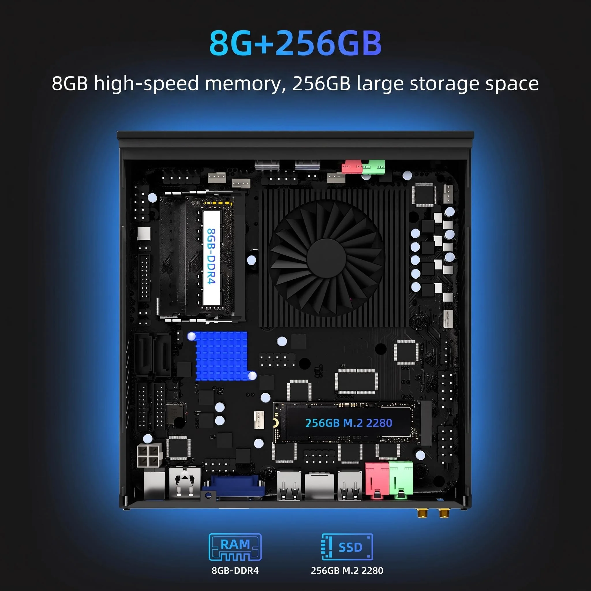 Texhoo MINI PC Intel Celeron N5095 16G DDR4 256G SSD Windows 11 Desktop Mini Computers WIFI5 BT4.0 Dual 4k Display