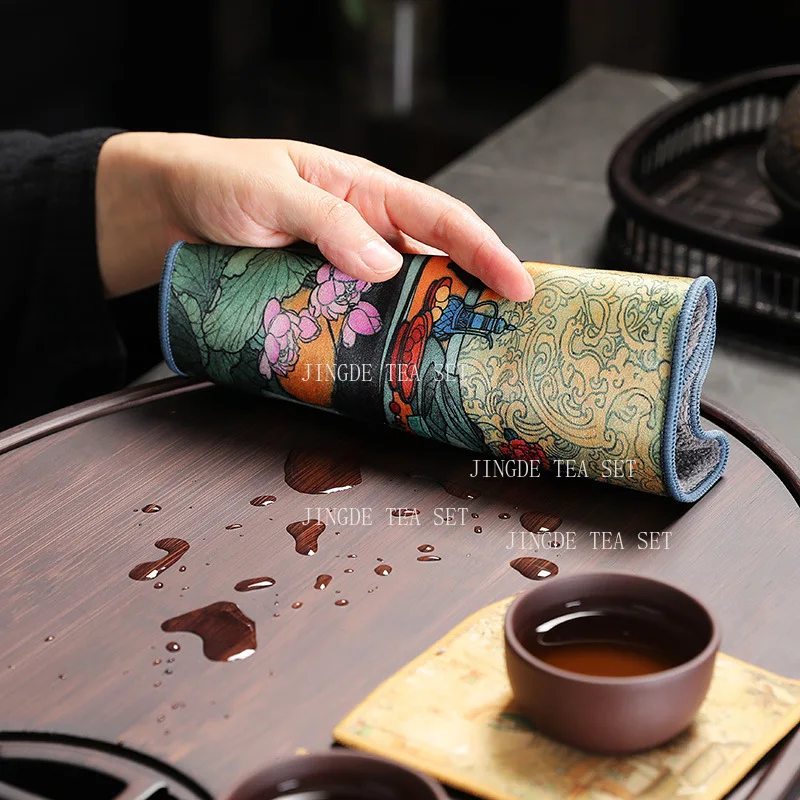 Rag kitchen tea towel kitchen cotton kung fu waterproof pad tea set dining bar strong absorbent cleaning towel