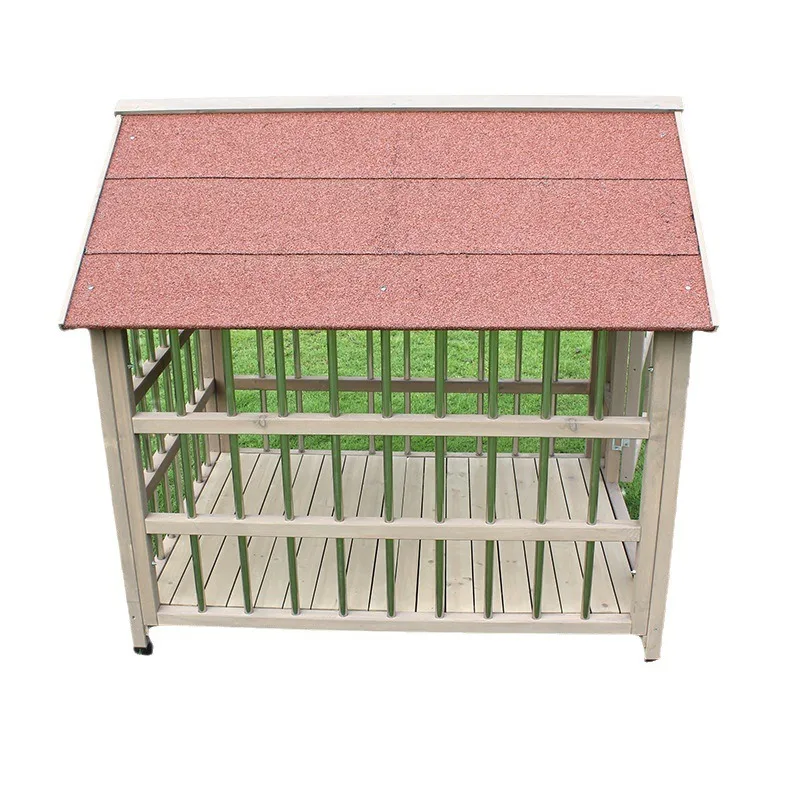 

Solid Wood Dog House Outdoor Waterproof Large Kennel Stainless Steel Anti-Corrosion Rainproof Crate for Golden Retriever Pets