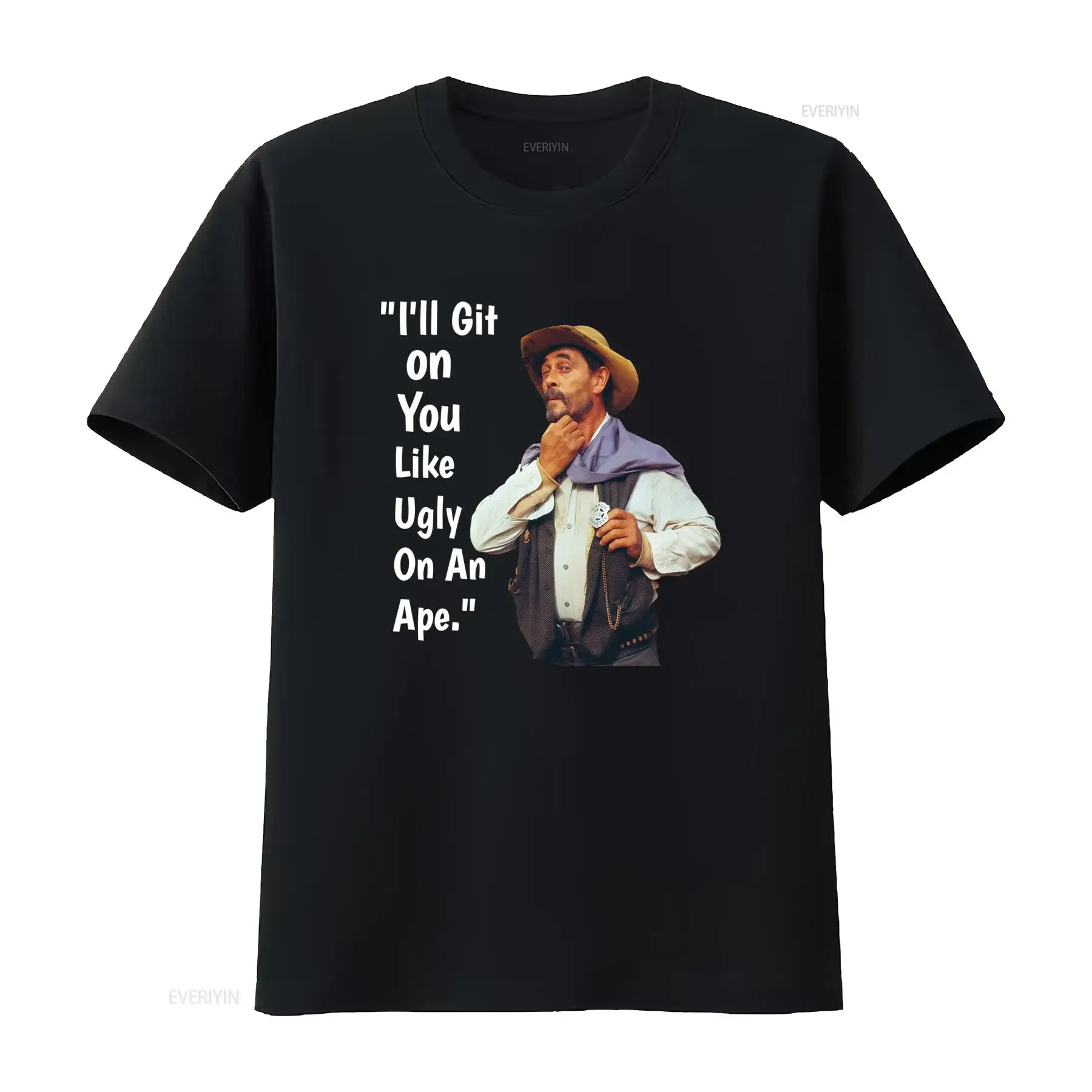 Vintage Retro Western Sheriff Cowboy Funny Quote Print Casual T Shirt vintage Washed fashion Stretched Unisex Comfortable