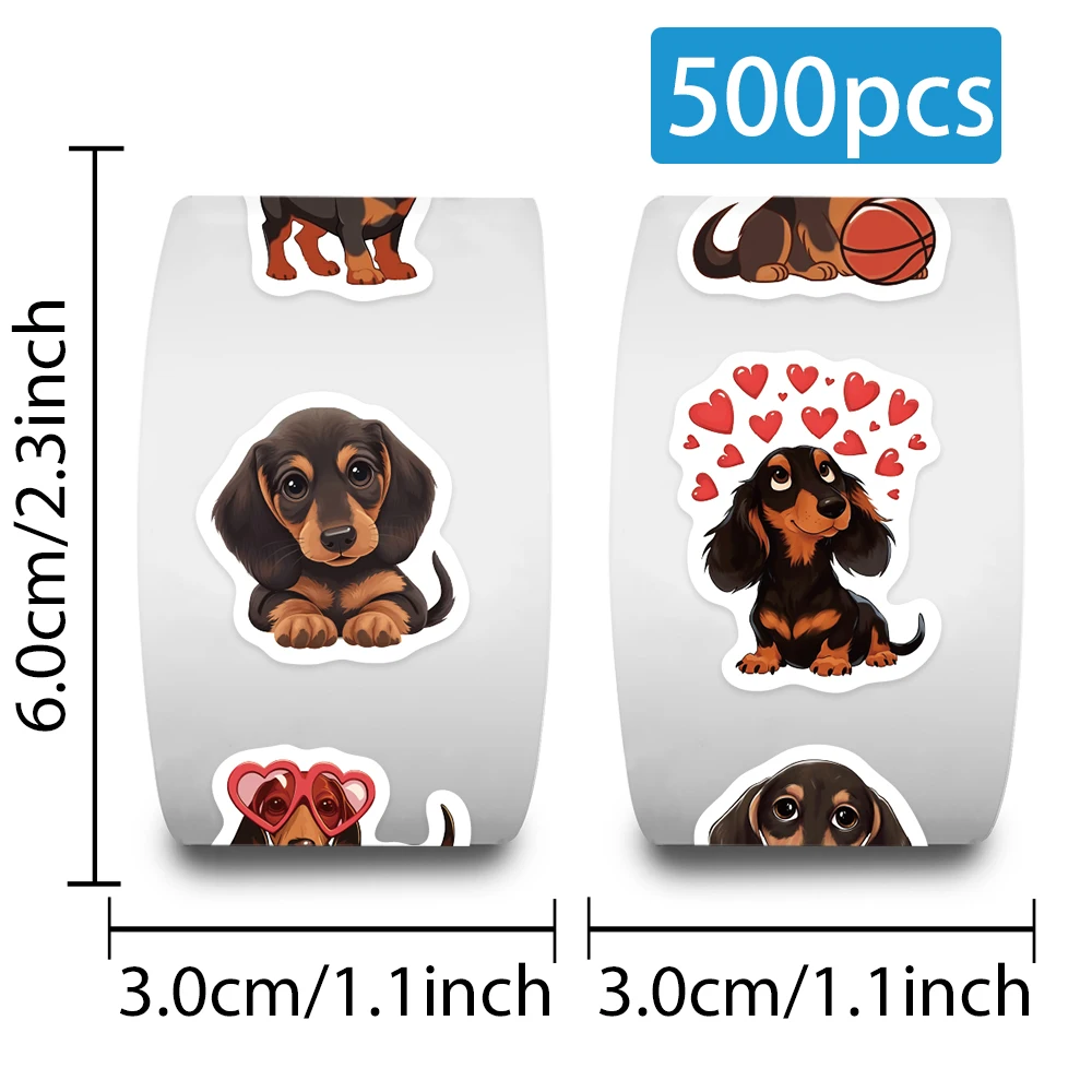 500pcs Cute Sausage Puppy Stickers For Kids Toys Cartoon Dogs Decals For School Reward Students Teachers Laptop Sticker Labels