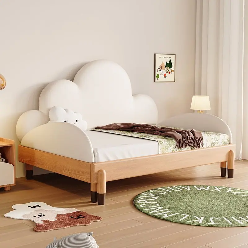 Solid wood cloud pull-out bed, folding splicing bed, small apartment bedroom