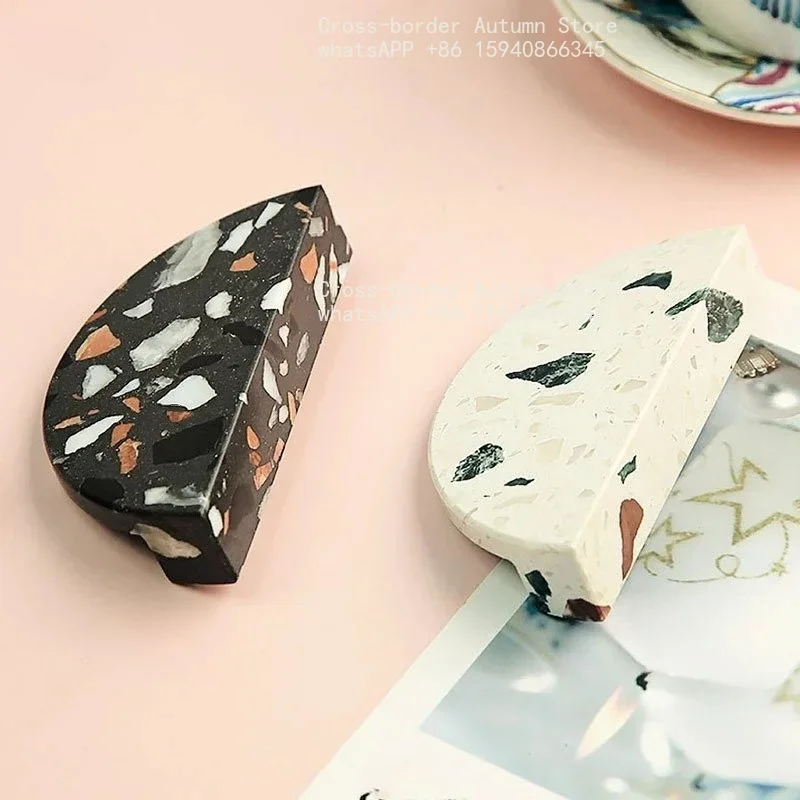 Artificial stone Circular Round Knob Furniture Cupboard Handle Dresser Drawer Pulls Spotted stone Handle Dresser Drawer Pulls