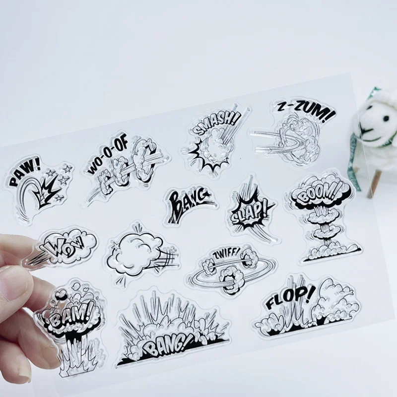 

Hand Drawn Manga Explosion Diagram Stamps Rubber Transparent Silicone Seal DIY Hand Account Scrapbook Journal Decoration Stencil