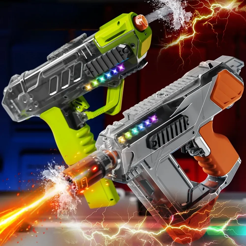 Electric Water Gun with Flashing Lights High-speed Linkage Chambered Water Gun Summer Water Toy Summer Outdoor Beach Games