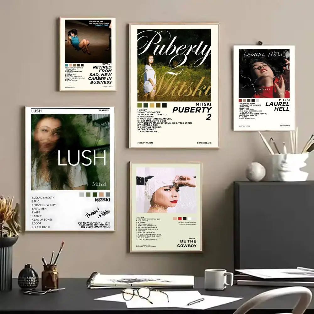 Pop Singer M_Mitski Vintage Album HD Linen Canvas Poster Wall Art Prints for Living Room Bedroom Office Home Decoration Gift