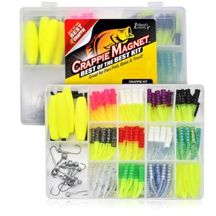 

Leland's Lures Best of the Best Kit Fishing Equipment and Accessories Fishing Lures 96 Bodies 15 Double Cross Jig Heads 4 E-Z F