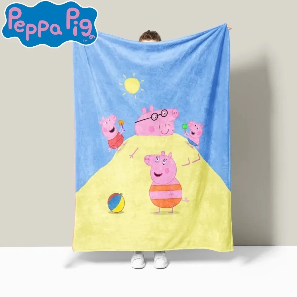 70*100 ซม.Peppa Pig เด็ก Flannel ผ้าห่มหนาขนแกะปะการังสําหรับห้องนอนหน้าแรกเตียงโซฟา Plush Nap ของขวัญวันเกิด