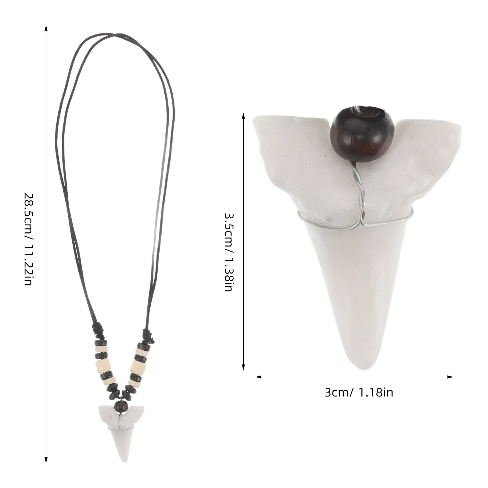 

Vintage Necklace Men Bohemian Beaded Pendant Adjustable Beach Surfer Design Wood Resin Teeth Fashion