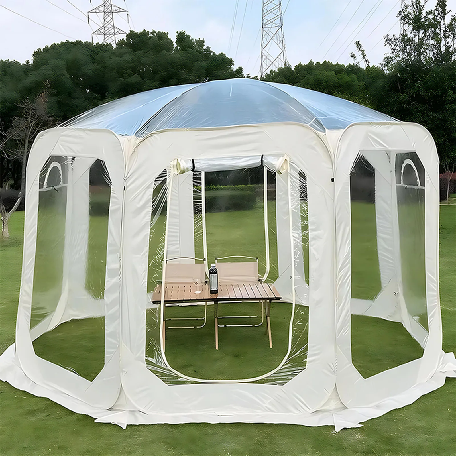 Outdoor Pop-Up Tent Screen Pavilion Windproof Cold Resistant UV Protection PVC Material Ideal for Camping And Gardens