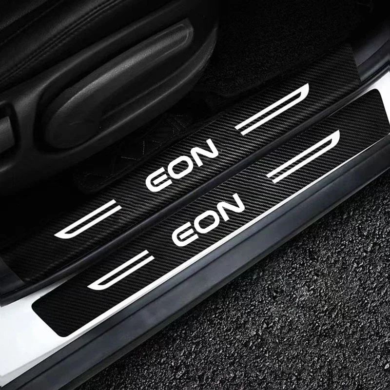 Carbon Fiber Leather Car Door Threshold Stickers for Hyundai EON Rear Trunk Sill Protect Strip Durable Decals Accessories