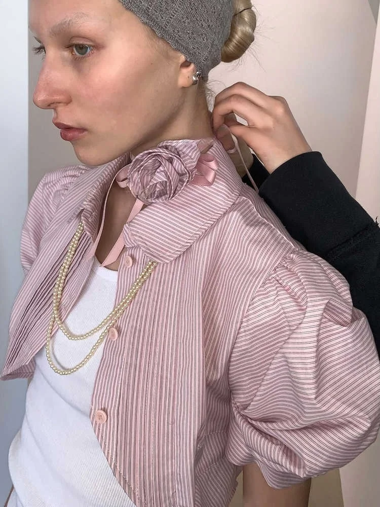 Sweet Cool Bubble Sve Ultra ort Crop Top المرأة irt الكورية Sle تخفيف أنبوب مستقيم الصيف Faion ديكور الورد