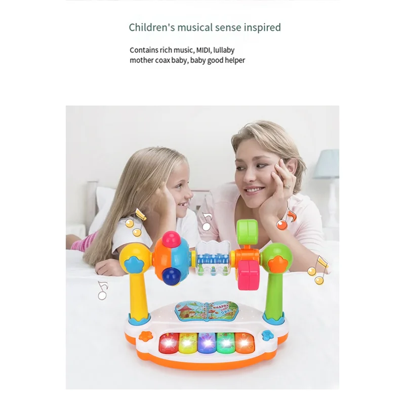 B49B-Kinder Klavier Rotierende Musik Klavier Tastatur mit Licht Sound, Musical, Frühe Pädagogische Musik