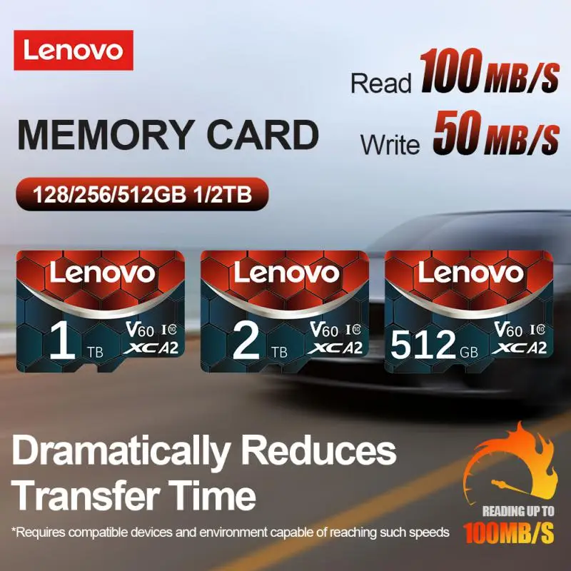 Lenovo-tarjeta de memoria Clase 10 de 2TB, 128GB, V60, 1TB, SD, 512GB, alta velocidad, Micro TF, SD, 256GB, para Nintendo Switch, cámara, Ps4