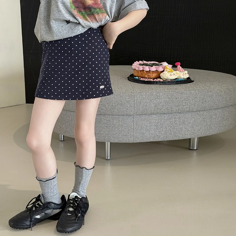 2026 Summer Girls Trendy Playful Hot Polka Dot Bodycon Skirt Kids Vintage Polka Dot Slim Short Skirt