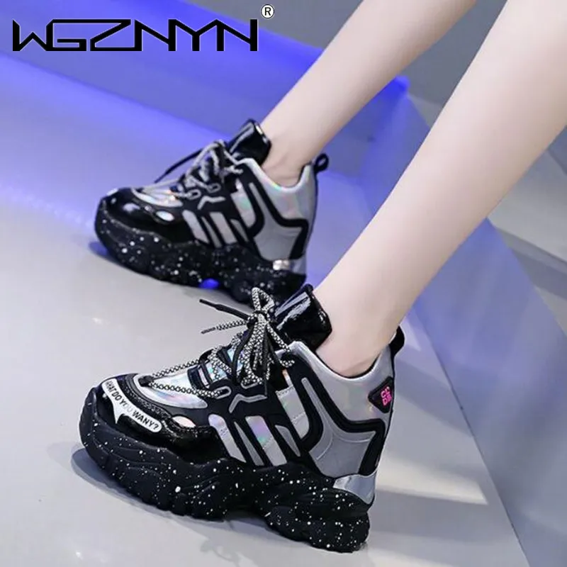 

New Spring Chunky Sneakers 9CM Women Autumn Thick Bottom Platform Sneakers Height Increasing Sport Dad Shoes Woman Casual Shoes