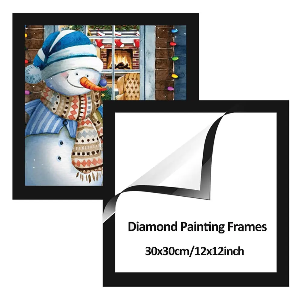 2-Piece Magnetic Diamond Picture Frame, 12x12 Inches, Self-Adhesive, Suitable for Home and Office Photo Displays.