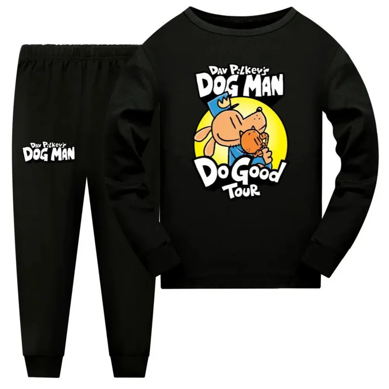 Dog Man pigiama per bambini camicia a maniche lunghe pantaloni 2 pezzi cartone animato Dogman pigiameria per bambini pigiama autunnale per ragazza bambino abiti per bambini