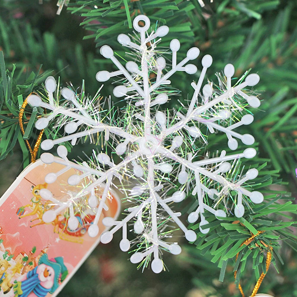 30PCS Large Christmas Snowflakes Ornaments Xmas Tree Hanging Glitter Snow Flake Decoration DIY New Year Garlands Home Decor