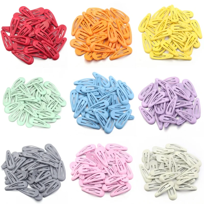 30/60pcs Metal Colorful Waterdrop Shape Hairclips Cute BB Snap Hair Clips For DIY Girls Headwear Hairpins Hair Accessories