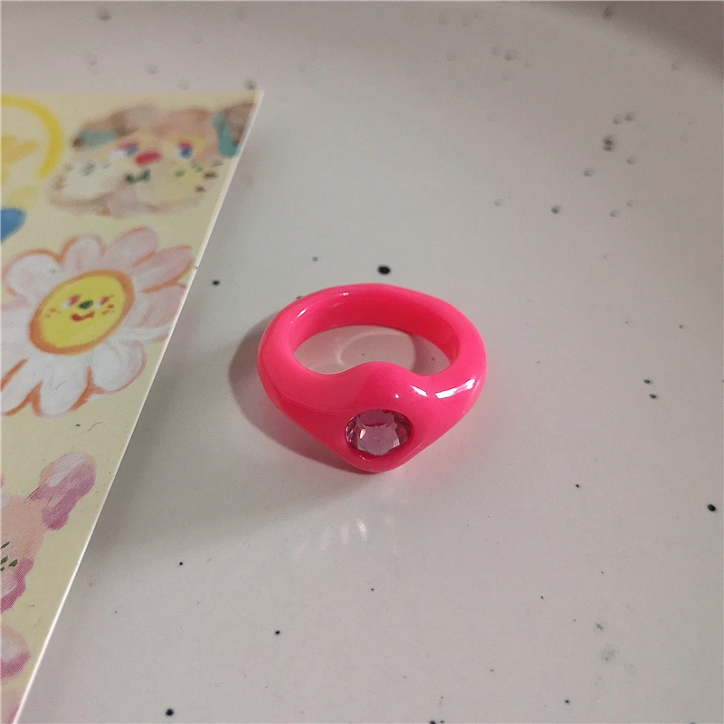 New Korean Y2K Acrylic Cute Sweet Star Bowknot Heart Ring Jewelry Set Girl Goth EMO 2000s Harajuku Vintage Jewelry Accessories