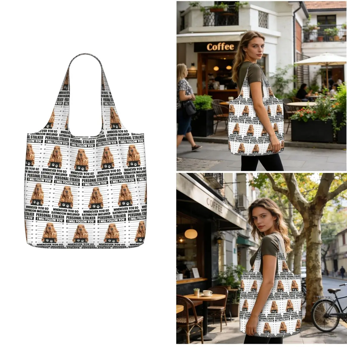 Funny English Cocker Spaniel Puppy Sayings Shopping Tote Bag Canvas Large Capacity Shoulder Bags Shopper Grocery Handbag
