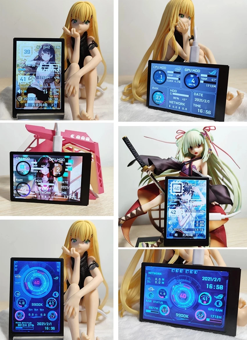 شاشة كمبيوتر جديدة لحالة ITX صغيرة 3.5 بوصة IPS TYPE-C شاشة ثانوية وحدة المعالجة المركزية GPU RAM HDD مراقبة شاشة USB بحرية AIDA64