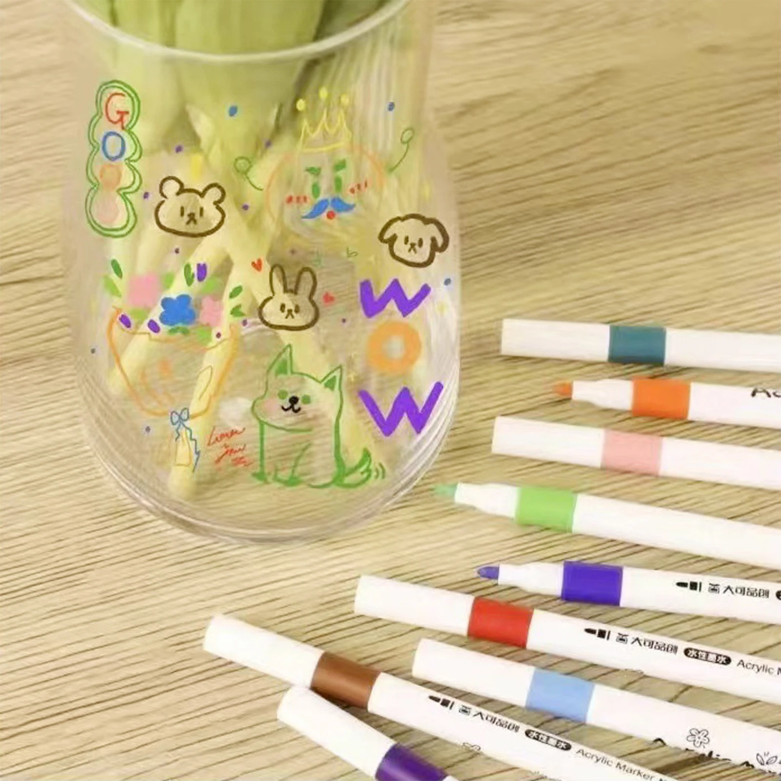 12Pcs Acrylics Paint Pens 12 Pens Colors Markers For Window