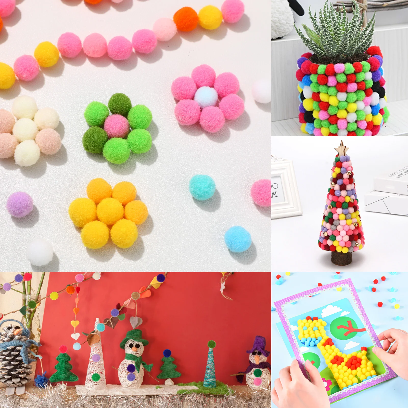 1000 Pcs Creative Pom Poms Colorful Pompoms Plush Balls Manual Colors for Kids Craft Making and Crafts Projects