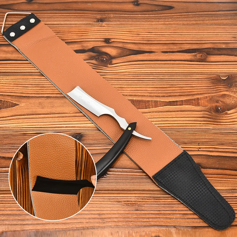 1Pcs Men Shaving Leather Canvas Strap Barber Straight Razor Cutter Barber Shaving Straps Double Layer Sharpening Strop Belt