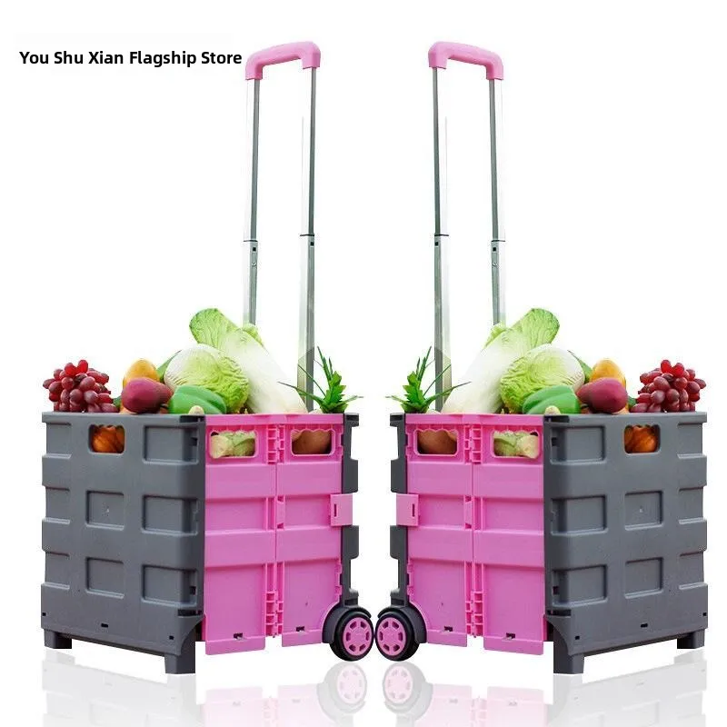 portable-shopping-cart-with-storage-box-household-vegetable-buying-small-trolley-can-sit-people-pull-rod-storage-box